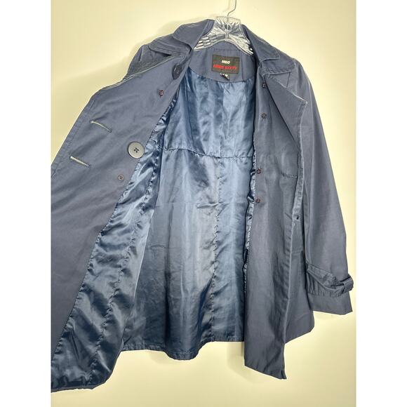 Miss Sixty M60 Navy Trench Jacket Gold Button Military Style pleated back XS - Picture 10 of 13